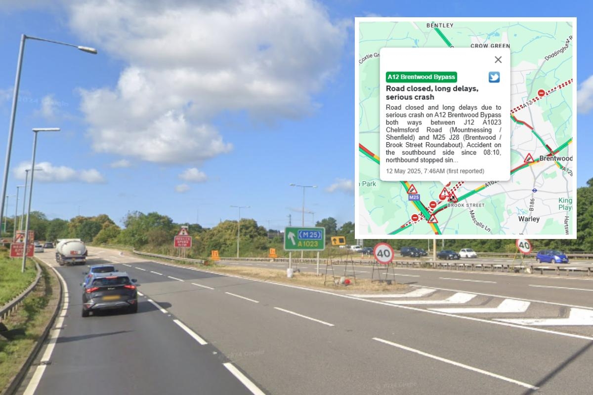 Road closed and long delays at south Essex bypass after serious crash