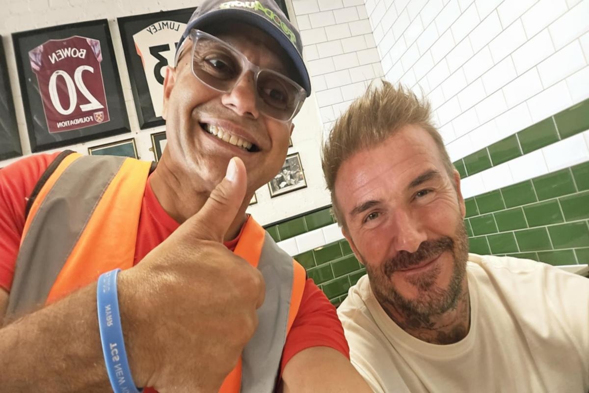 David Beckham spotted having pie and mash in Essex to celebrate his knighthood