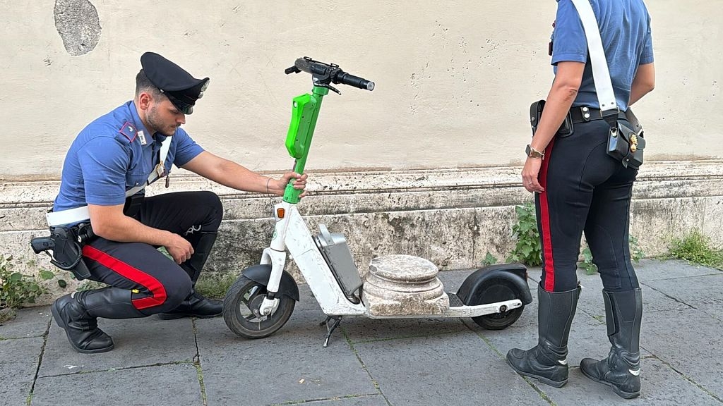 Rome police catch German tourist carrying ancient marble slab on electric scooter