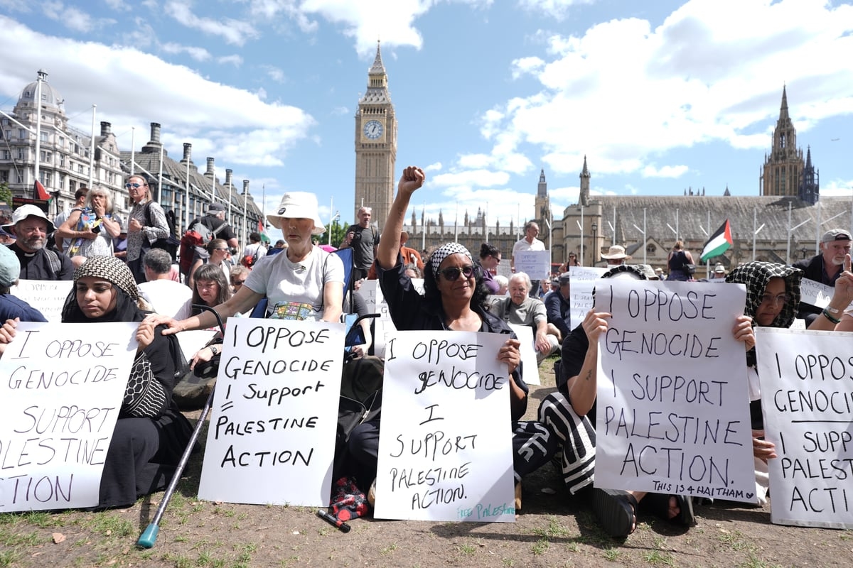 Metropolitan Police arrest more than 200 protesters at London demonstration defying Palestine Action ban