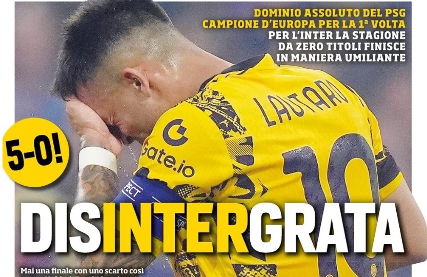 Today's Papers – Inter disintegrated, historic defeat