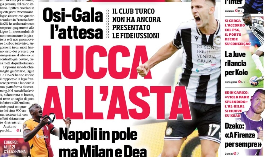 Today's Papers – Osimhen waits for Galatasaray, Lucca bidding war