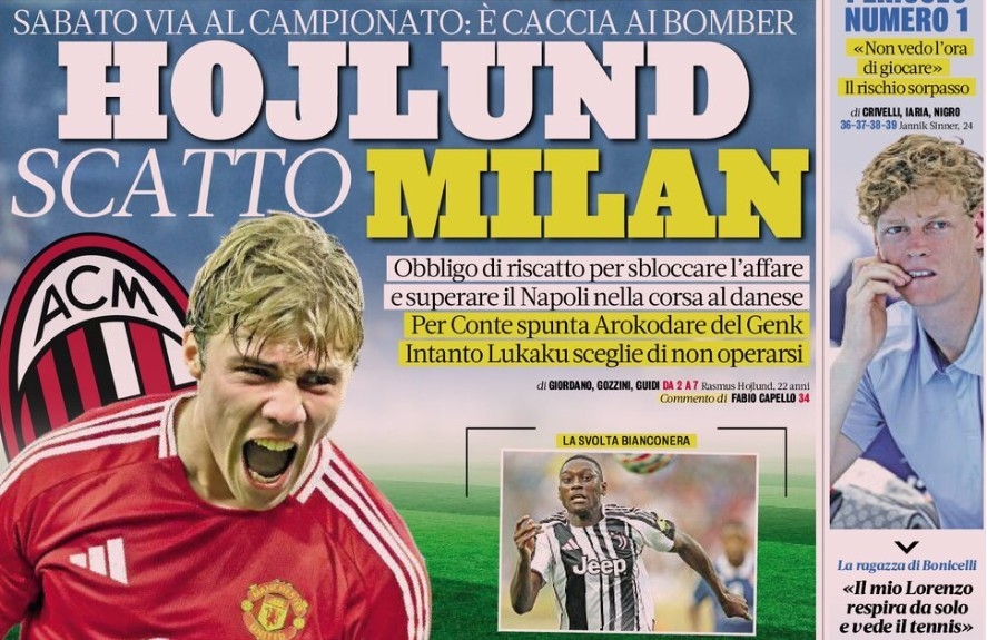Today's Papers – Milan and Napoli battle for Hojlund, Zhegrova agreement with Juventus
