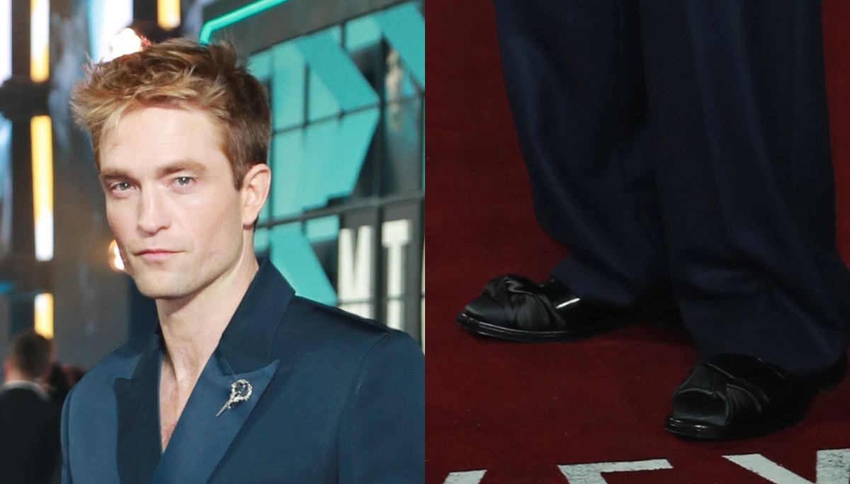 Robert Pattinson Dons Chic Blue Dior Suit With Knotted Fall 2025 Shoes at the ‘Mickey 17' World Premiere