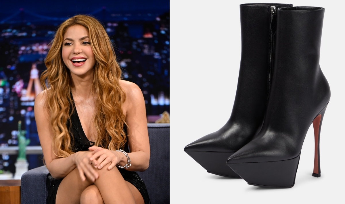 Shakira Celebrates 20 Years of ‘Hips Don't Lie' in Sky-High Amina Muaddi Boots on ‘The Tonight Show'