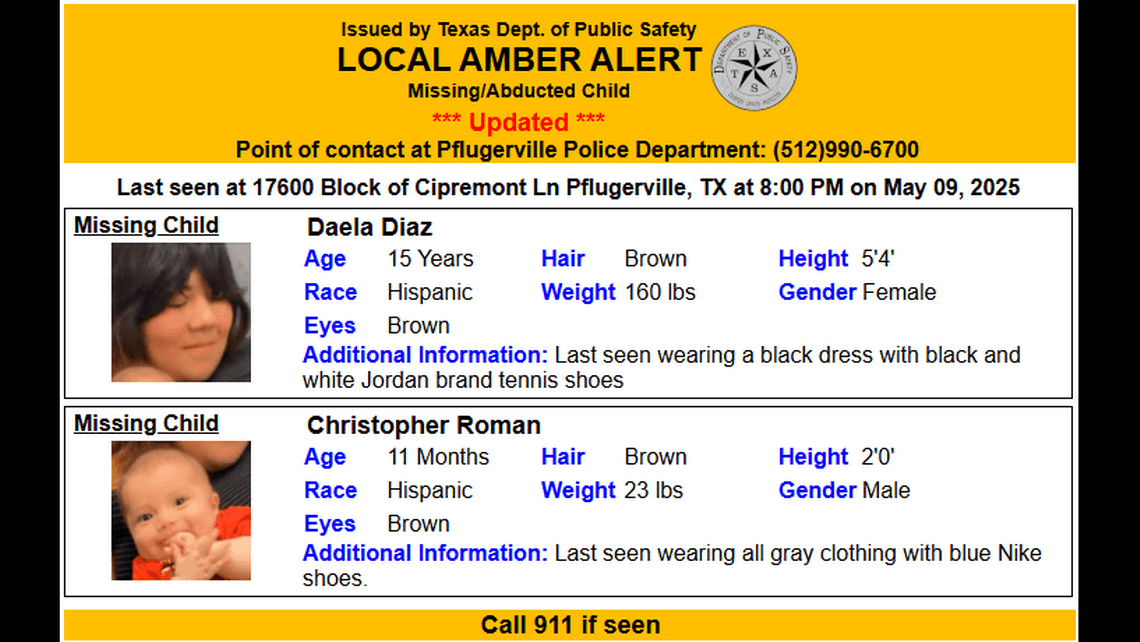 Amber Alerts issued for missing 15-year-old girl and infant last seen Friday