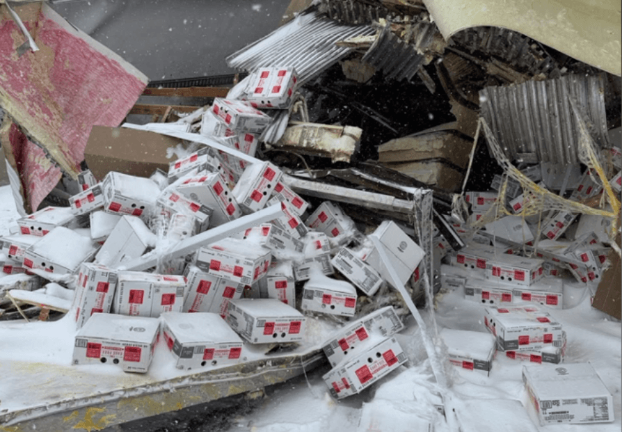 Eggs spilled on Oklahoma turnpike after crash as winter storm buries highways in snow