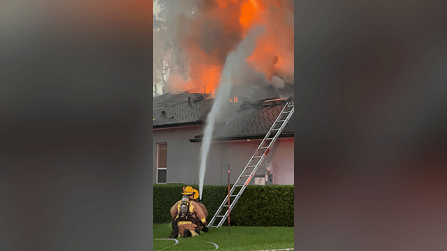 Watch: Massive fire breaks out at Florida home after lightning strike