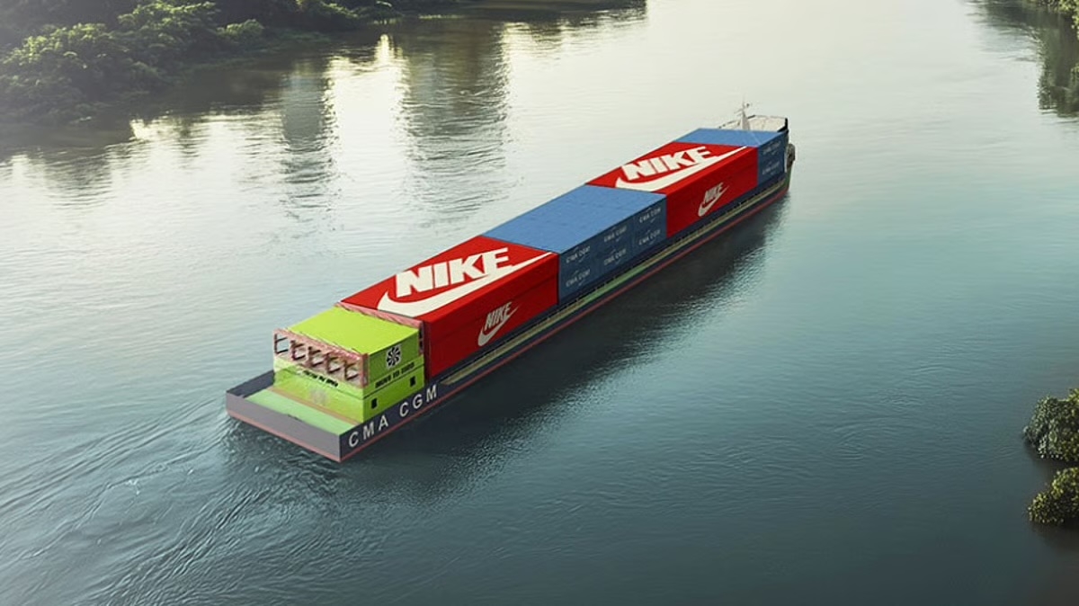 Electric barge will help get Nike from factory to port