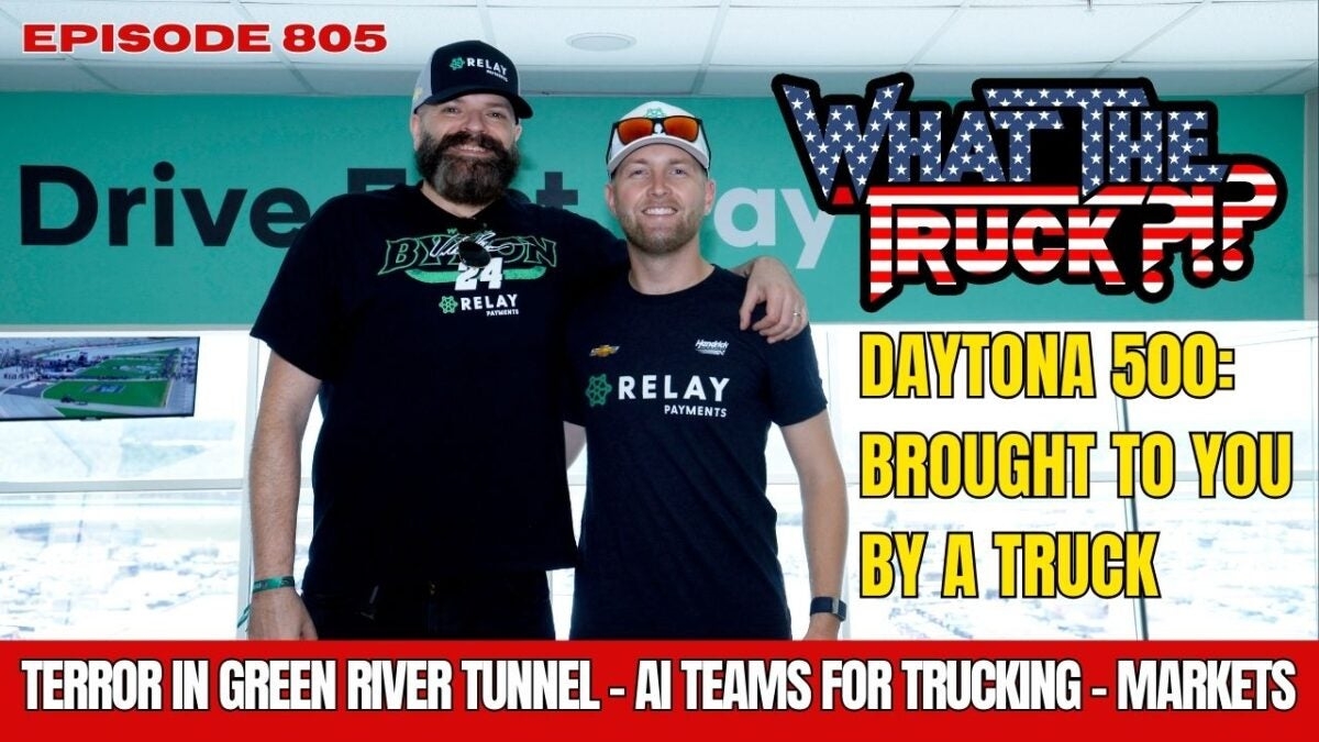Daytona 500 brought to you by a truck; terror in I-80 tunnel; AI trucking teams