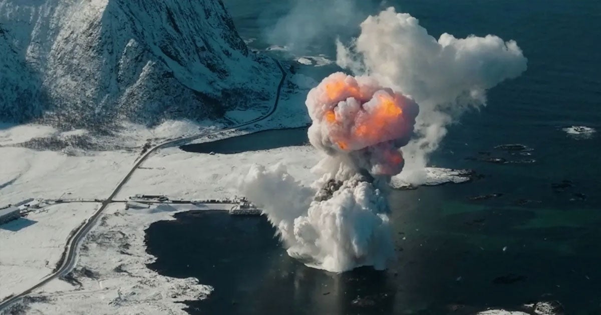 Rocket Falls in Icy Wasteland, Explodes in Epic Fireball