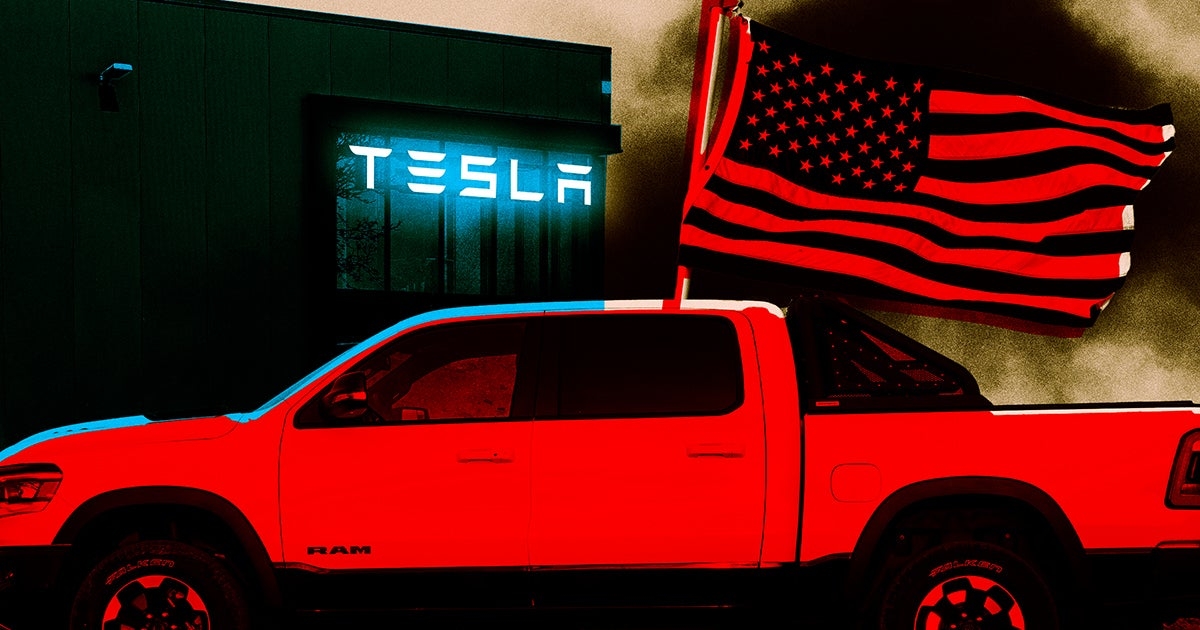 Convoy of Gas Guzzling Trucks Imposes Blockade on Tesla Dealership
