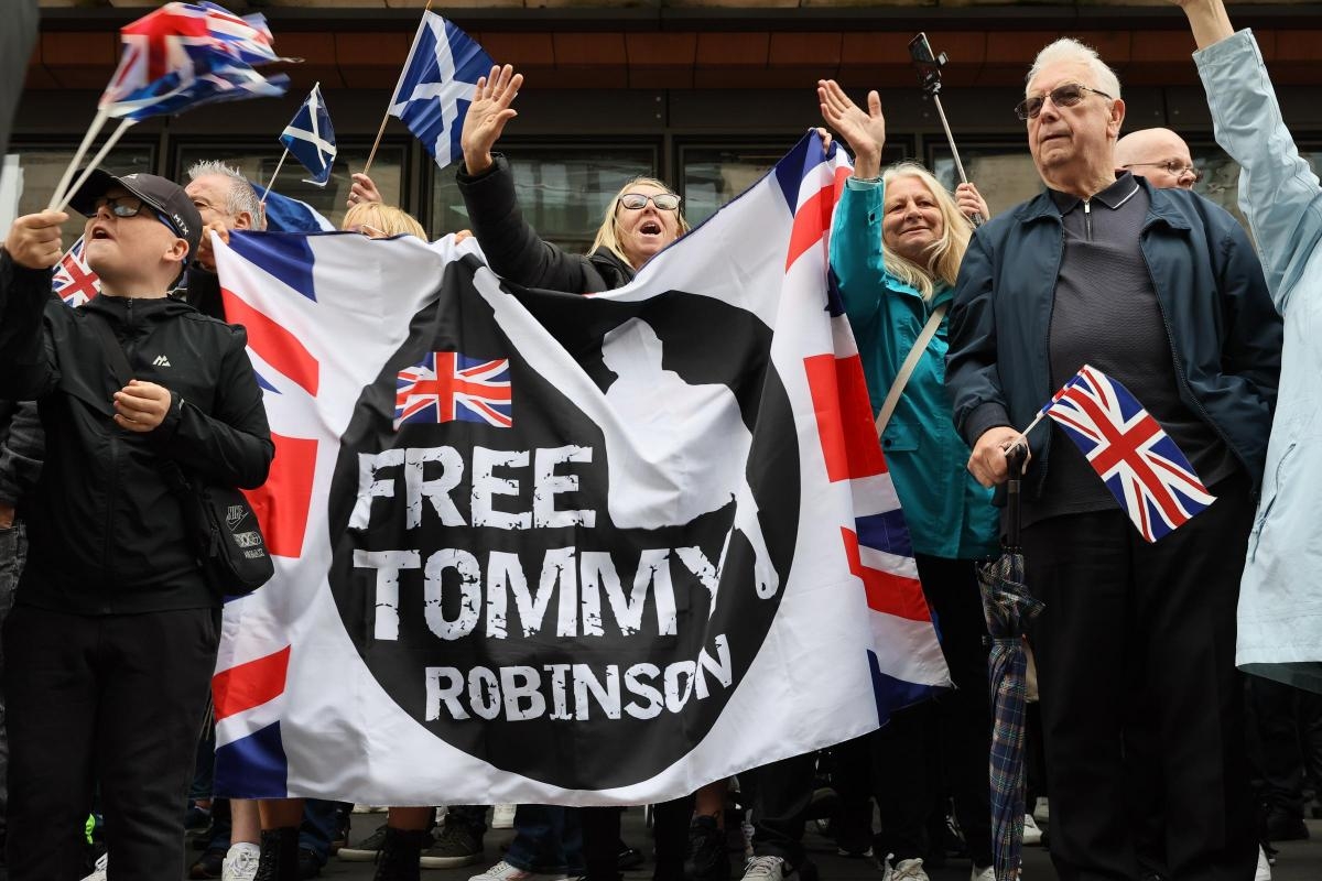 Protestors gather outside shopping centre for 'Great British National Strike'