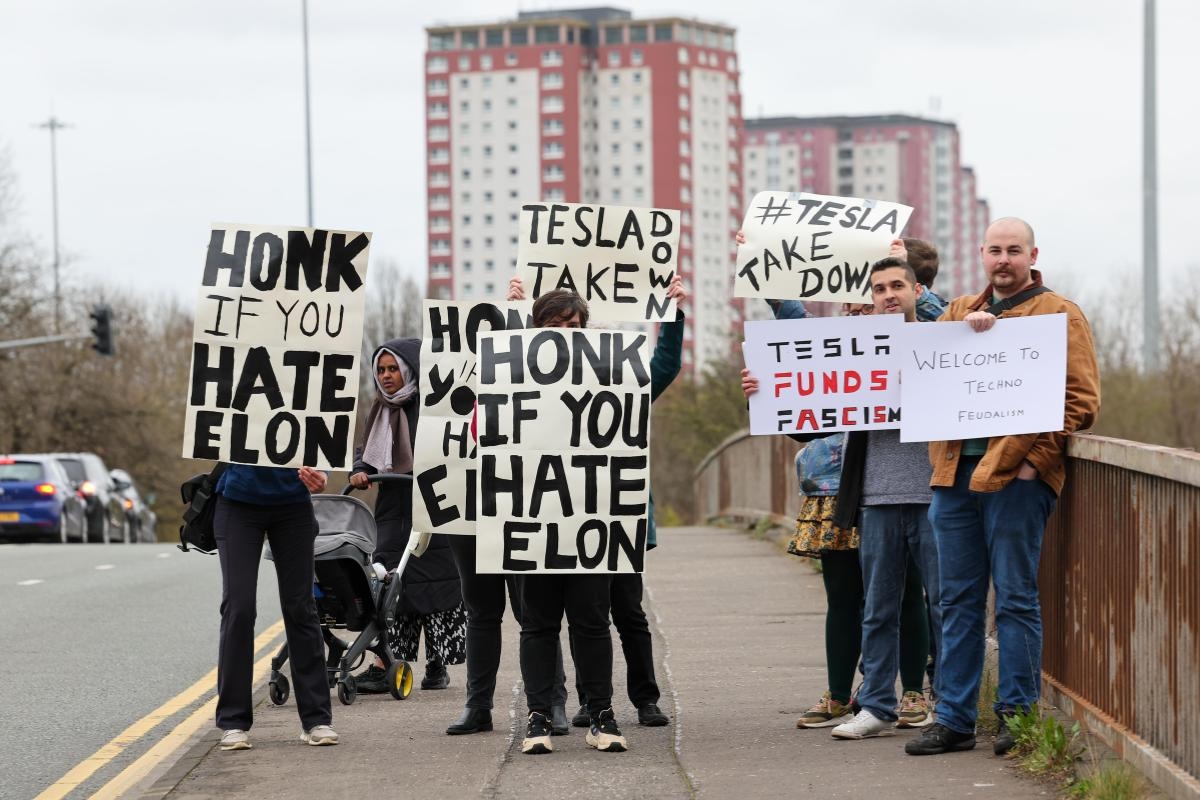 Tesla Takedown peaceful protest takes place in Glasgow in global day of action