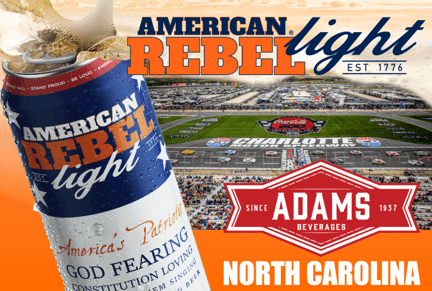 American Rebel Light Beer Continues Rapid Expansion of National Distribution Footprint adding North Carolina's Adams Beverages