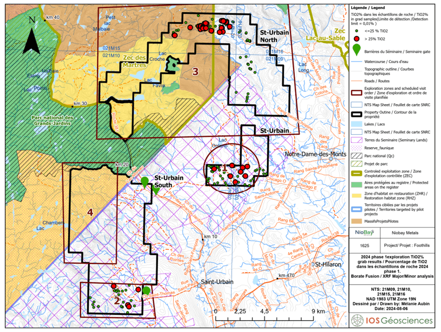 NioBay Metals Intercepts Up to 22% Titanium (TiO₂) in its Drillings on Zone 1 of the Foothills Property