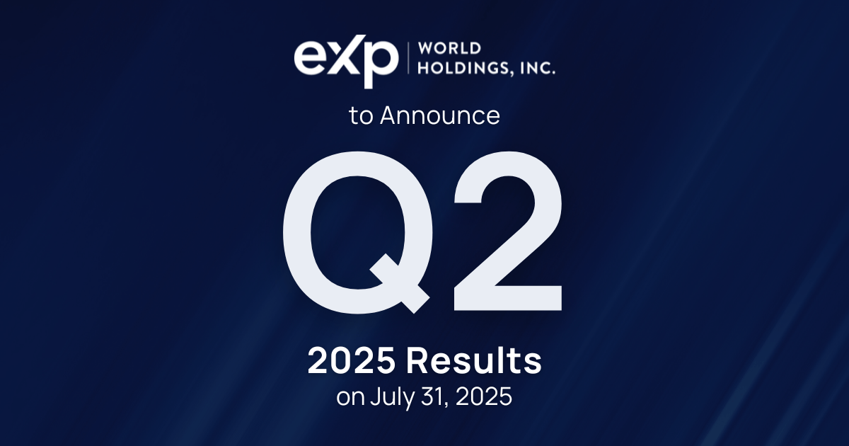 eXp World Holdings to Announce Second Quarter 2025 Results on July 31, 2025