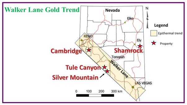 Walker Lane Resources Ltd. Options Three Properties in the Walker Lane Gold Trend in Nevada from Silver Range Resources Ltd.