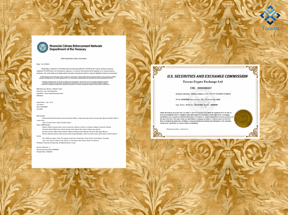 Tocexa Crypto Exchange Limited Secures SEC and MSB Licenses, Advancing Global Compliance Strategy