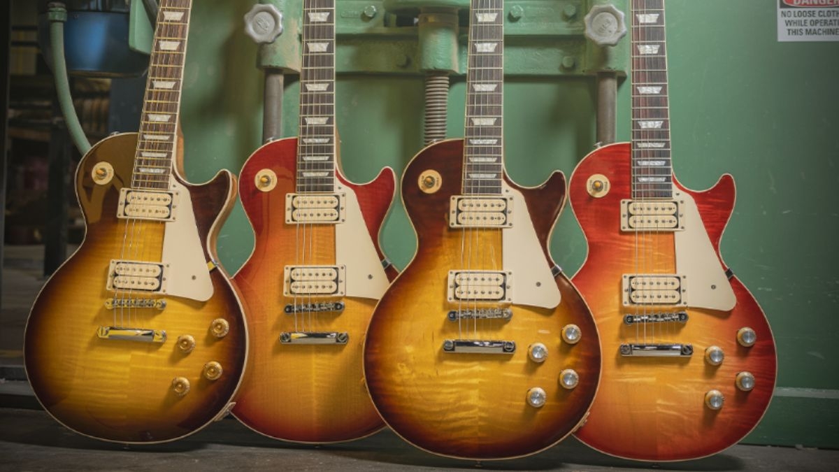 Gibson's Double Trouble Les Pauls offer faded nitro finishes, with uncovered pickups –and a cheeky nod to its dispute with DiMarzio