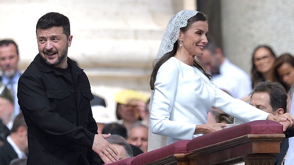 Why Queen Letizia Wore a Bridal-White Gown and Veil to the Pope's Inauguration