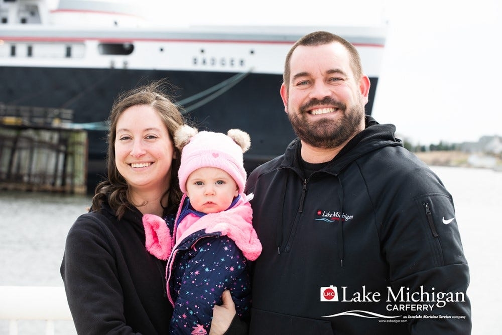 Couple from across Lake Michigan meet on the SS Badger car ferry and now have a family