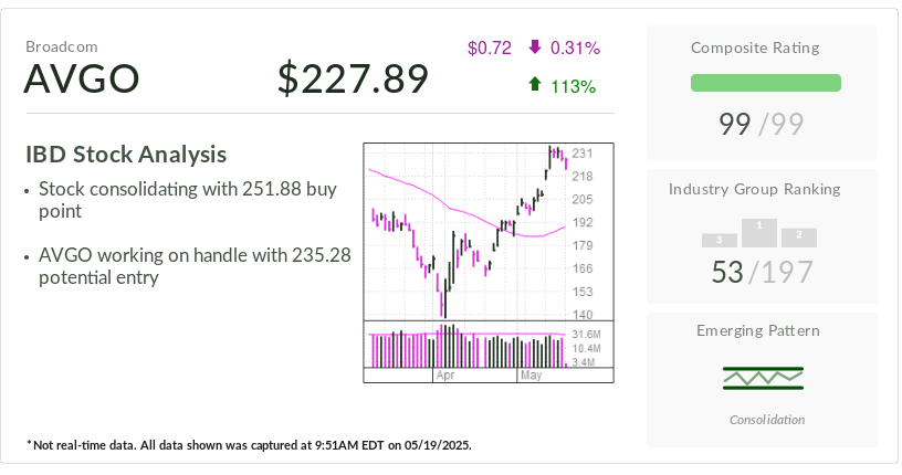Broadcom, IBD Stock Of The Day, Sets Up Ahead Of Earnings