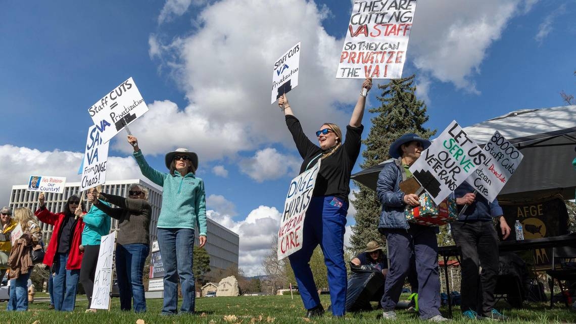 ‘Serve those who serve': Veterans, workers protest DOGE cuts at Boise VA Medical Center