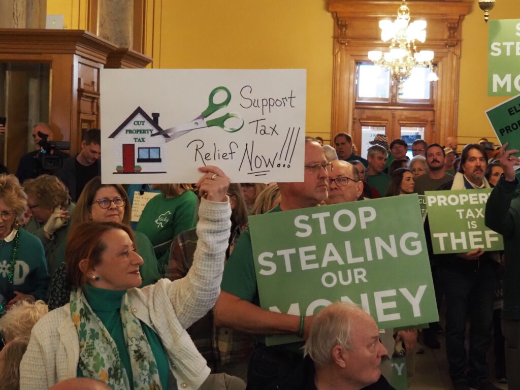 Radio personalities headline property tax rally at Indiana Statehouse