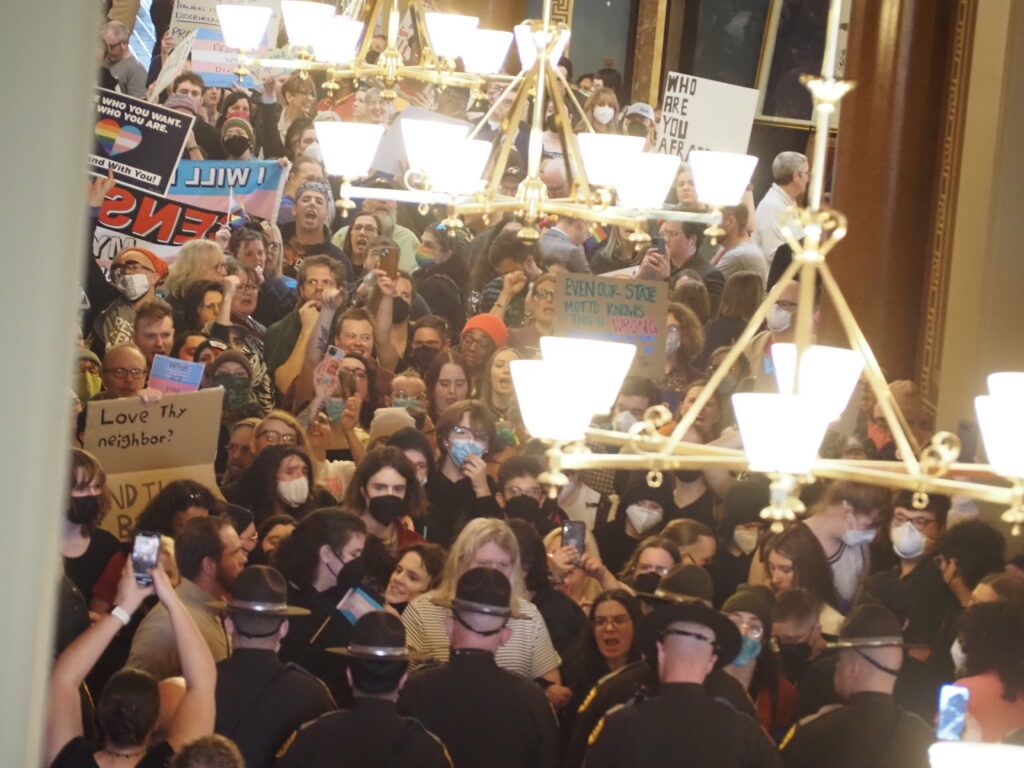 Protesters rally against move to remove gender identity from Iowa Civil Rights Act
