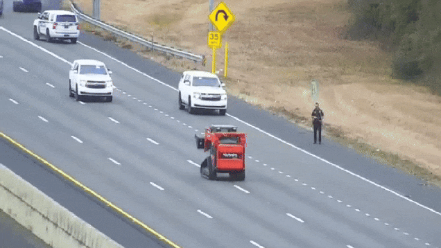 Stolen $100,000 Skid Steer Rams Police Off Highway In Slowest Chase Ever