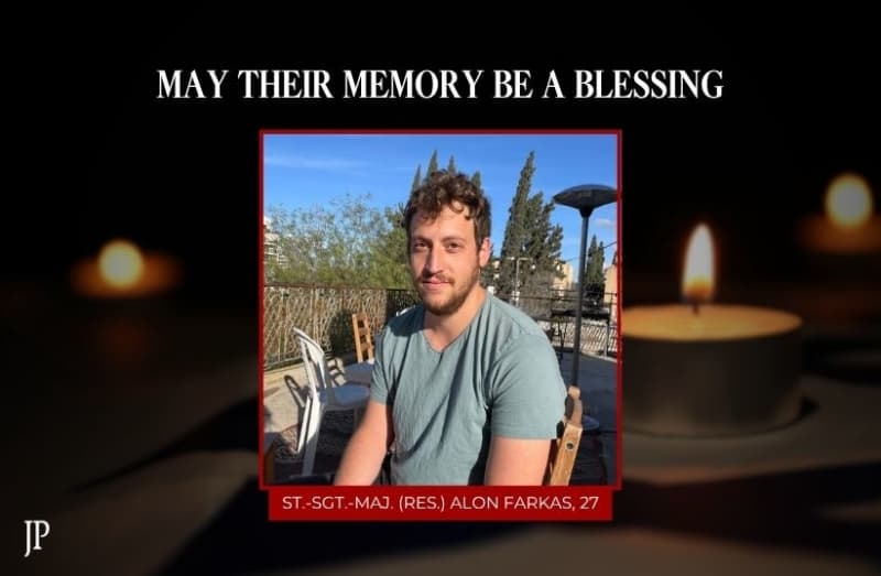 IDF announces St.-Sgt.-Maj. Alon Farkas killed in Gaza