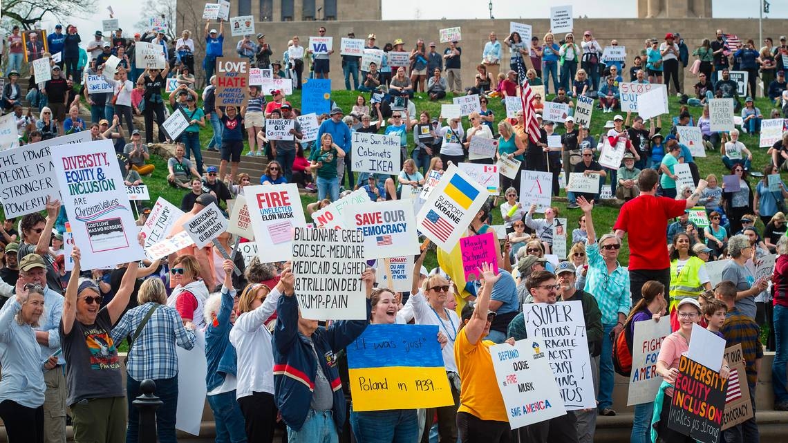 ‘This is what democracy looks like.' Thousands protest Trump administration at KC march