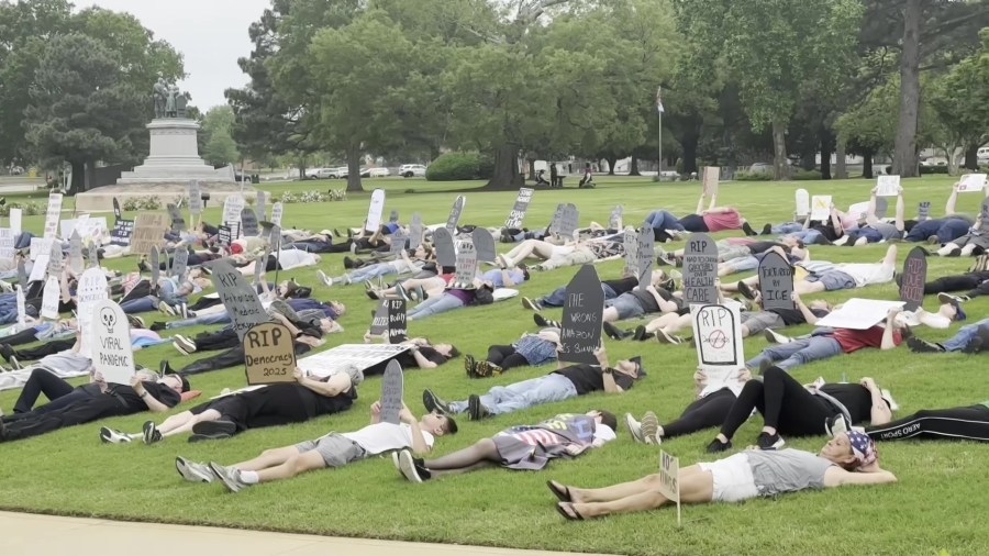 Hundreds gather outside Arkansas State Capitol for ‘Die-in' protest