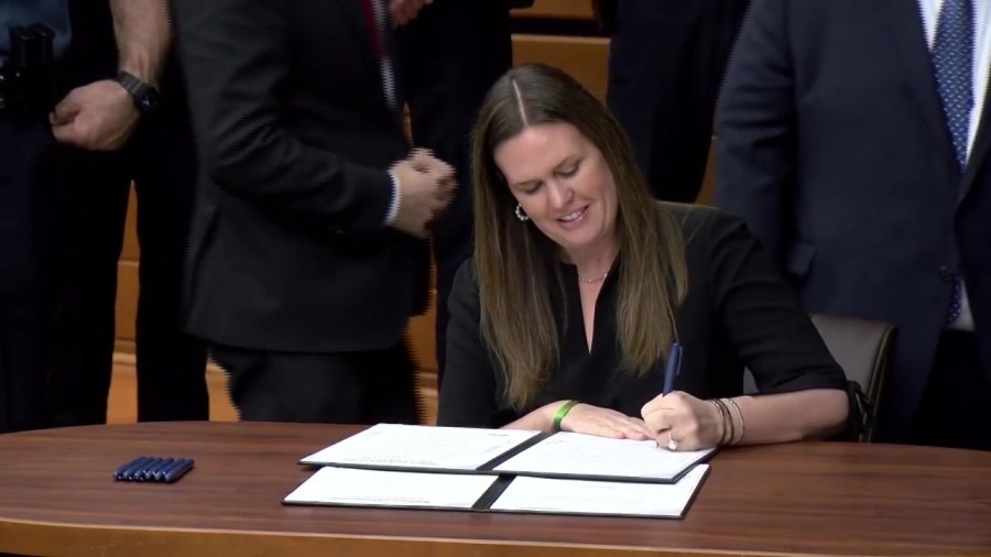 Arkansas Gov. Sarah Huckabee Sanders signs 28 bills into law