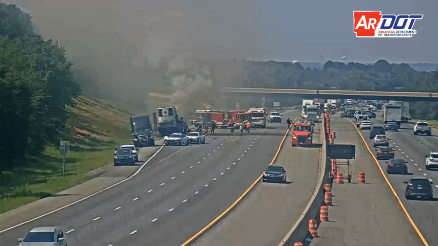 Vehicle fire blocking all eastbound lanes of Interstate 40 near Mayflower