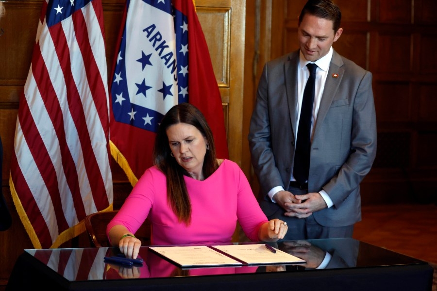 Arkansas Gov. Sarah Huckabee Sanders promotes legislation tightening restrictions on social media