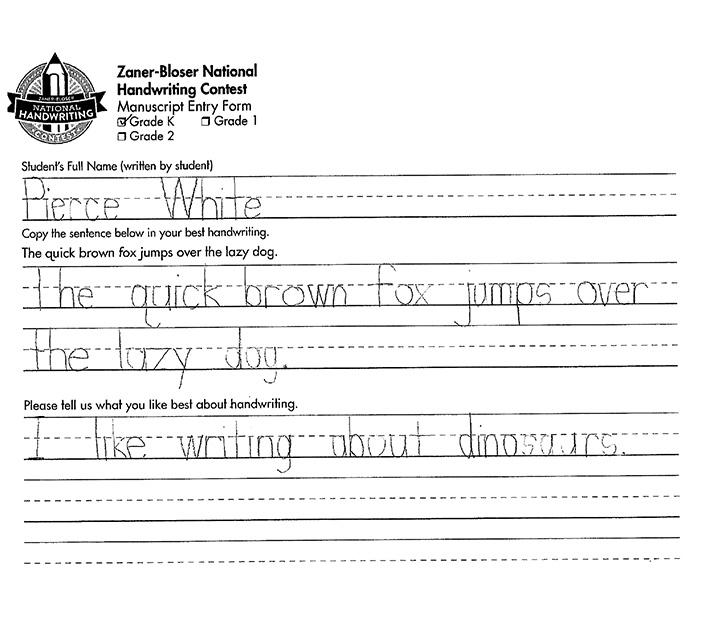 Norfolk elementary student wins national handwriting contest