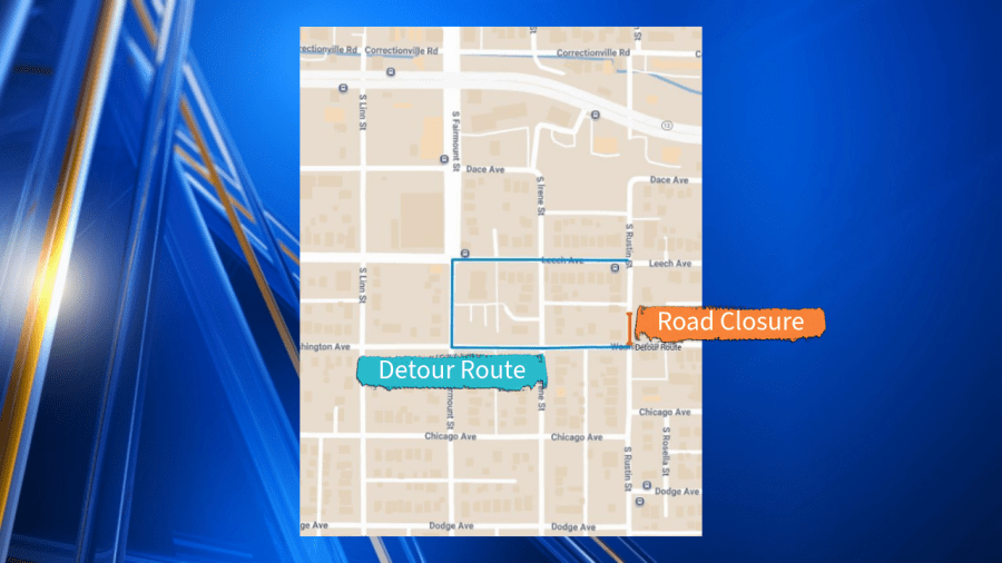South Rustin Street to close between Leech and Washington Avenues