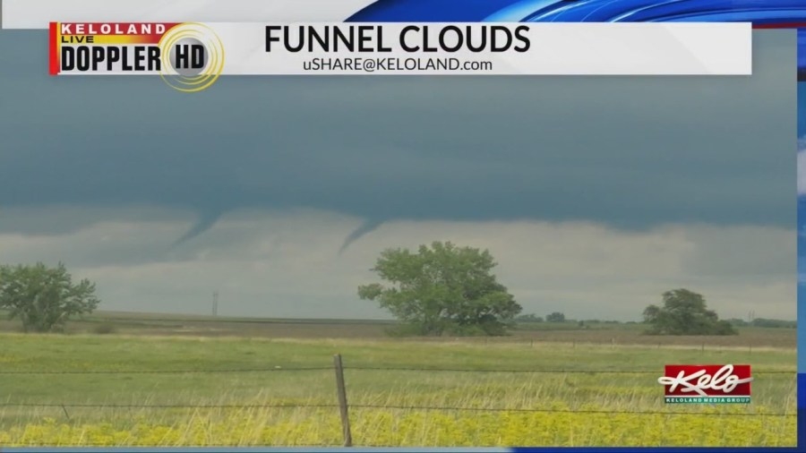 Funnel clouds spotted in KELOLAND Tuesday