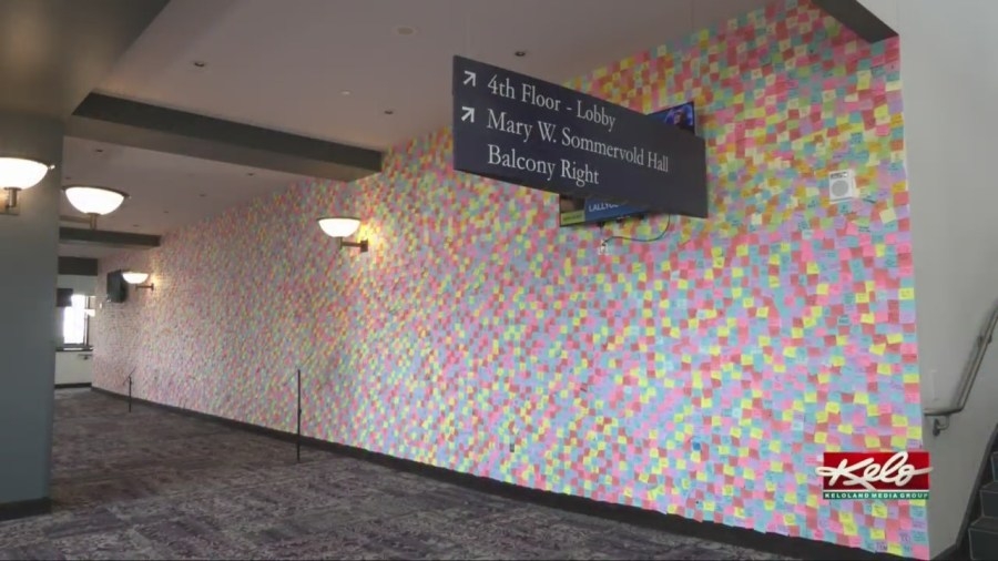 Thousands of sticky notes highlight mental health, 988