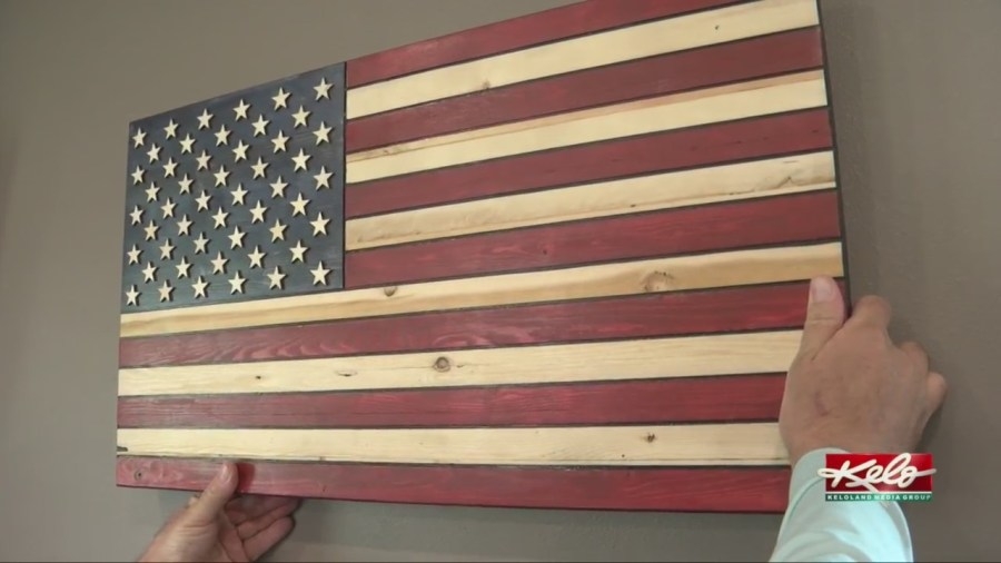 Wooden American flags donated to veterans
