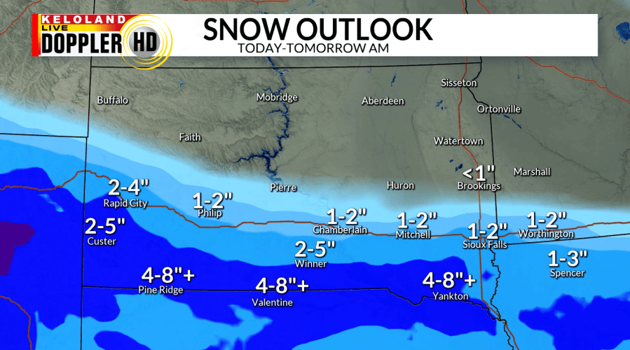 Storm Center PM Update: Snow in southern South Dakota