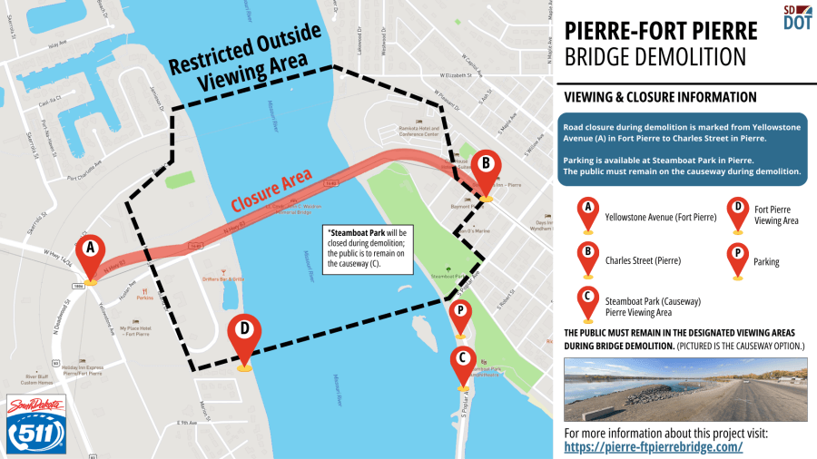 New Pierre-Ft. Pierre bridge to briefly close on Monday