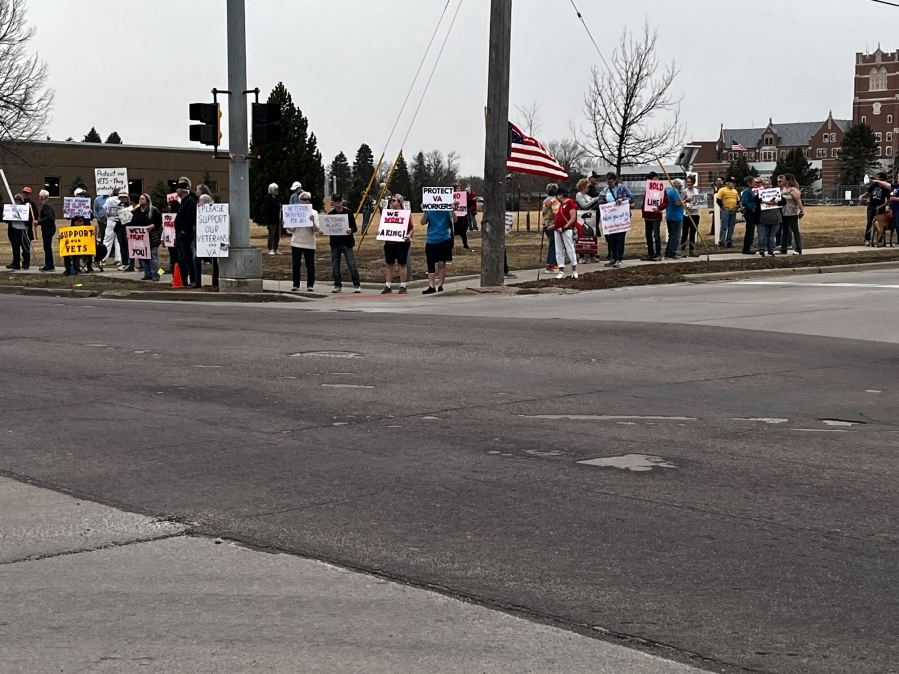 Group protesting outside Sioux Falls VA Hospital