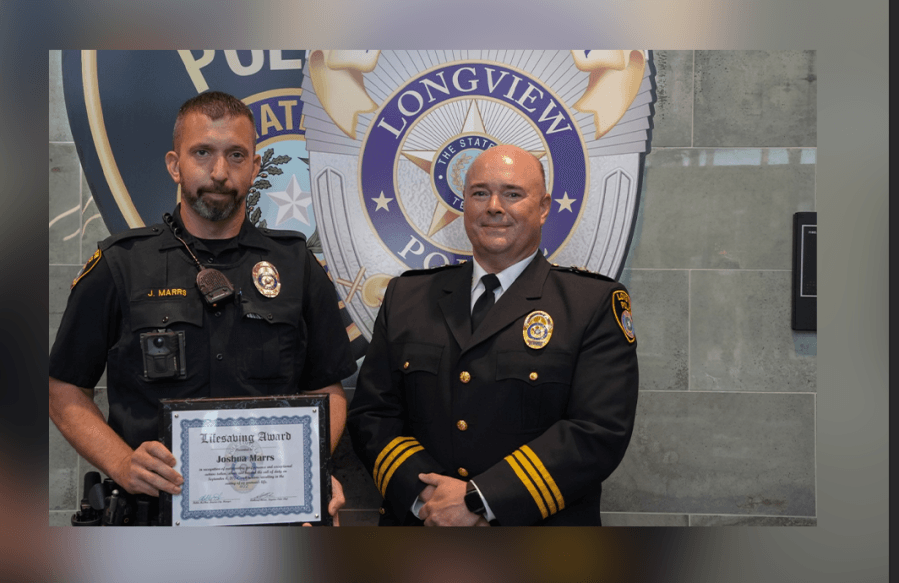 Longview officer given award for lifesaving actions