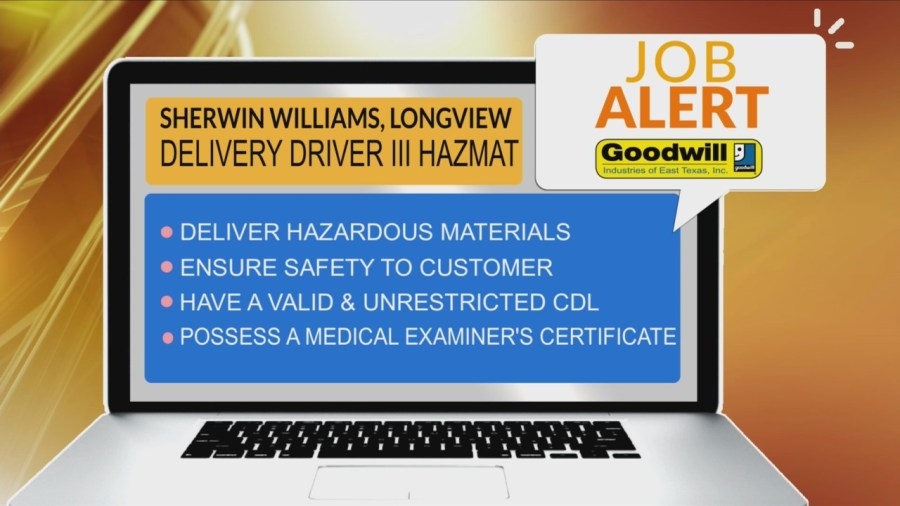 JOB ALERT: Sherwin Williams in Longview is searching for a Delivery Driver III Hazmat
