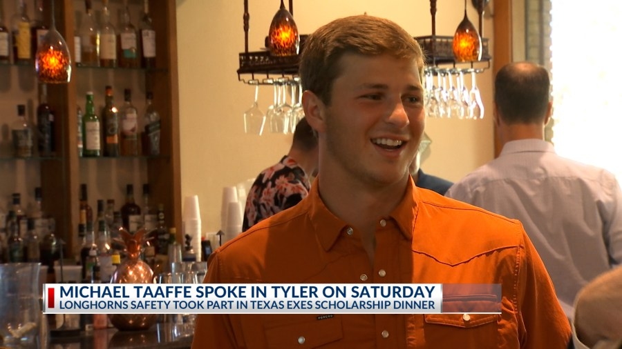 Longhorns safety Michael Taaffe shares his story with Texas Exes in Tyler