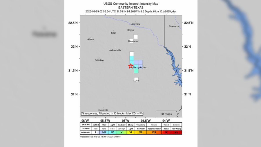 3.5 magnitude earthquake reported near Nacogdoches