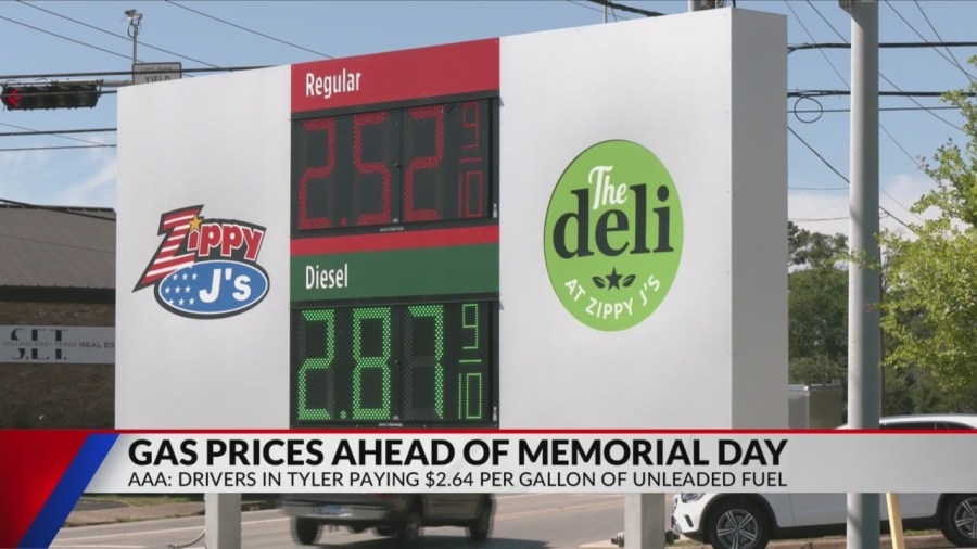East Texas gas prices fall ahead of Memorial Day